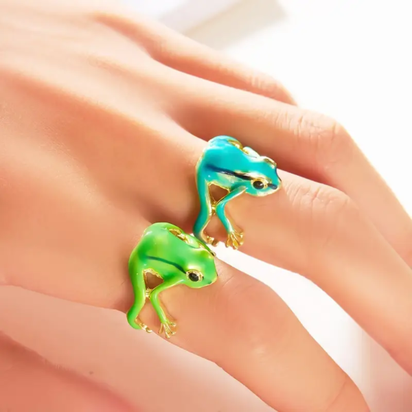 frog rings green and turqouise