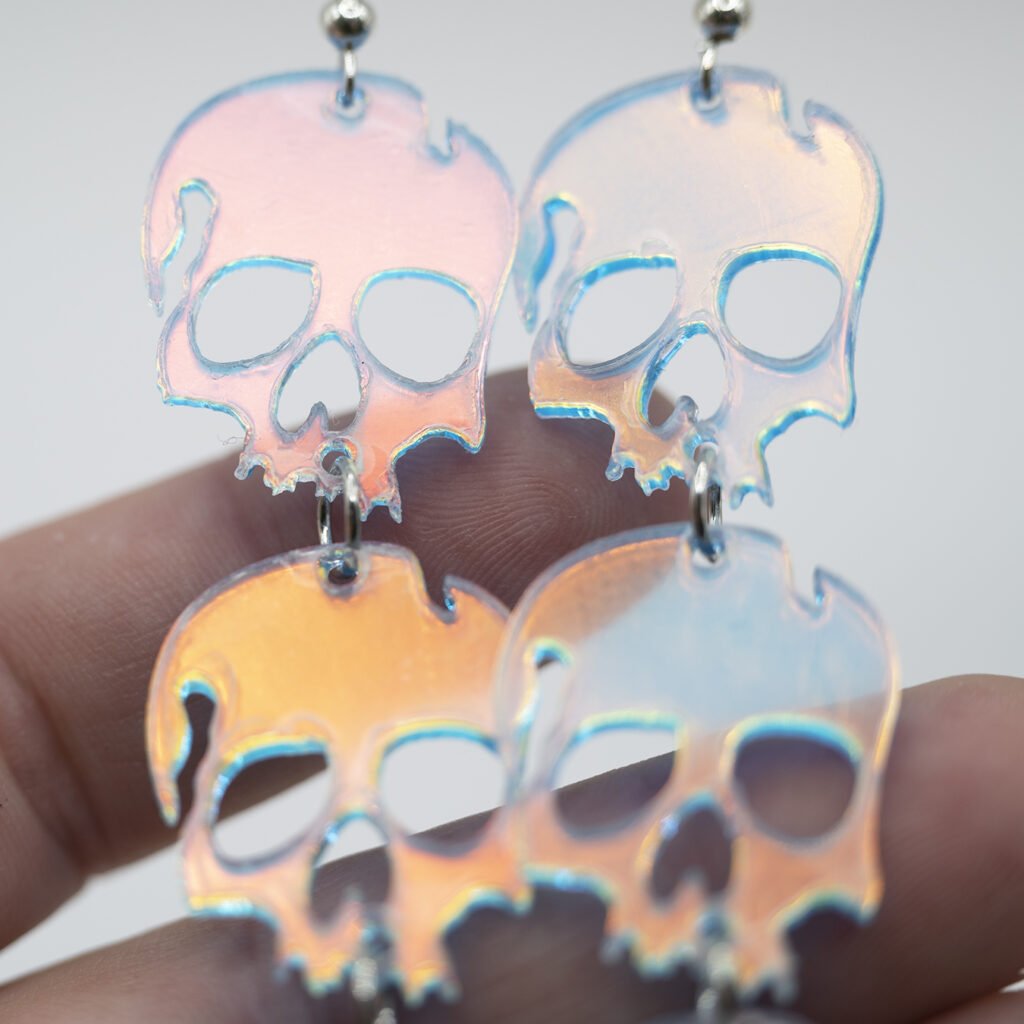 Triple Holo Skull Earrings