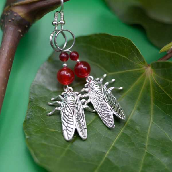 cicada earrings red carnelian