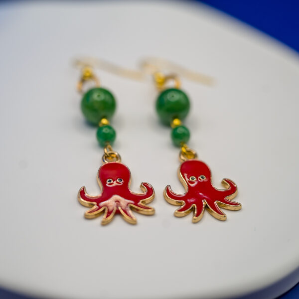 red octopus earrings