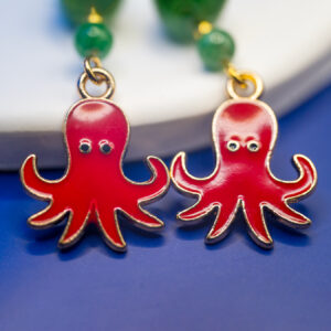 red octopus earrings