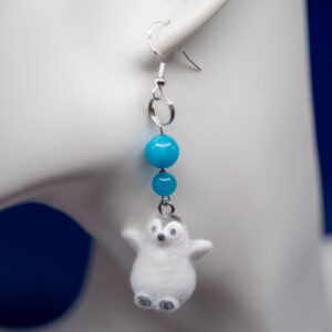 fluffy penguin earrings