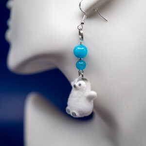 fluffy penguin earrings