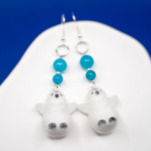 fluffy penguin earrings