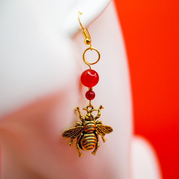 greek bee earrings red