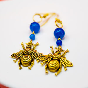 greek bee earrings blue
