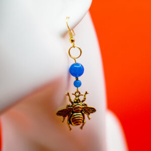 greek bee earrings blue