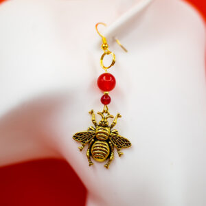 greek bee earrings red