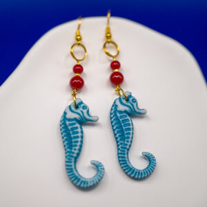 blue seahorse earrings