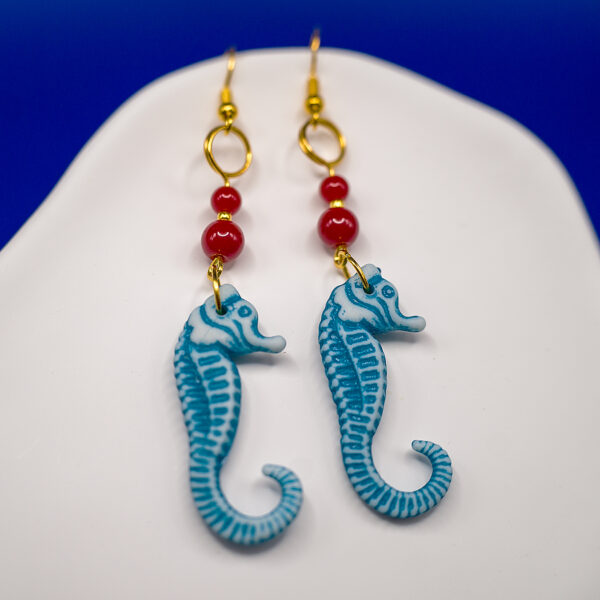 blue seahorse earrings