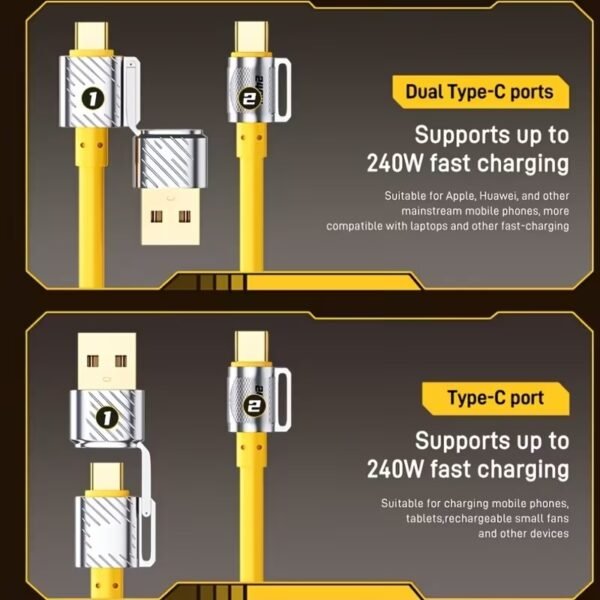 yellow usb-c fast-charging cable usb-a