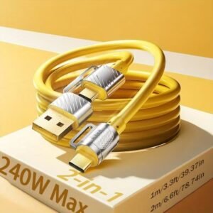 yellow usb-c fast-charging cable usb-a
