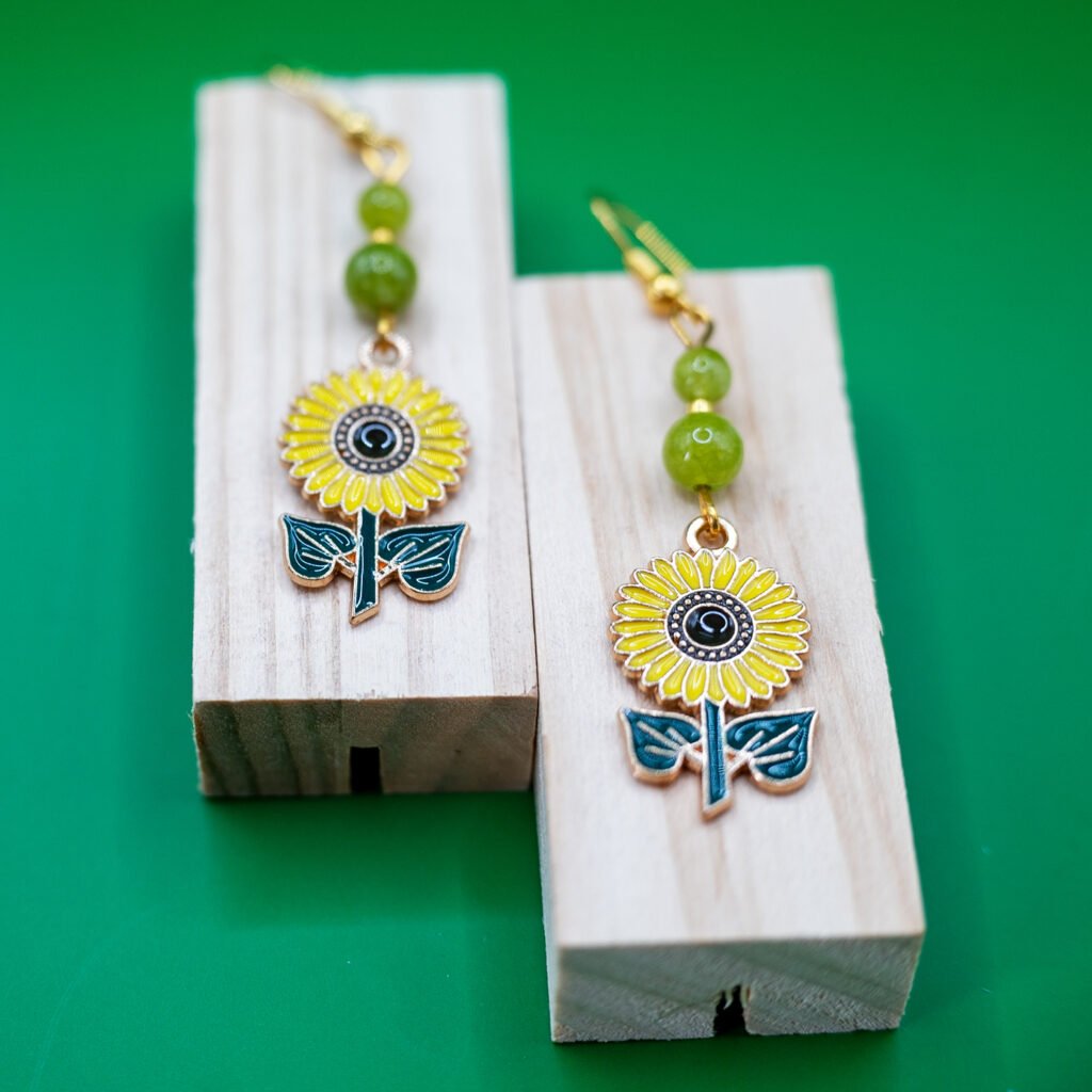 enamel sunflower earrings
