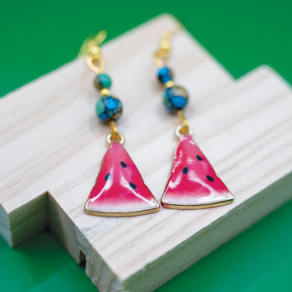 enamel watermelon earrings