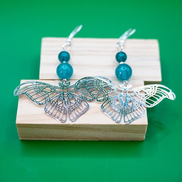 silver moth earrings