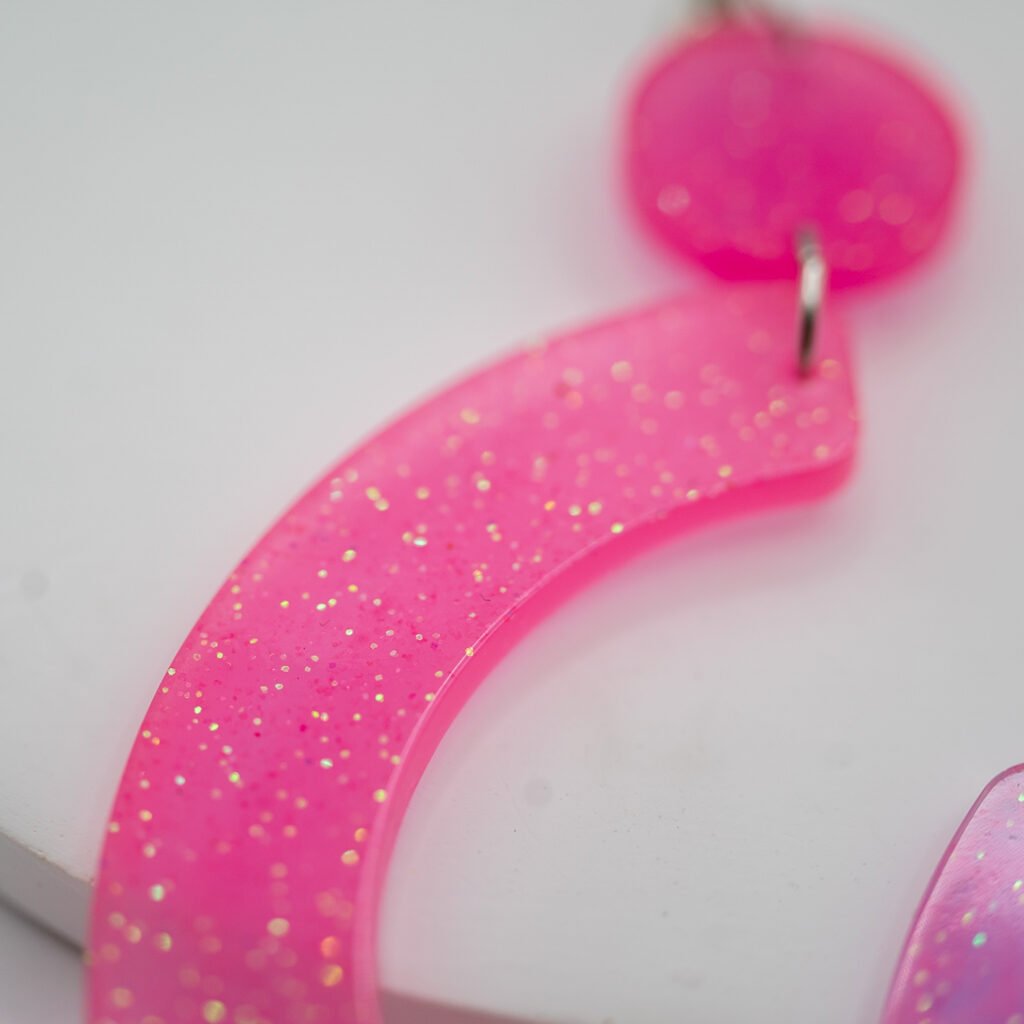 pink glitter earrings