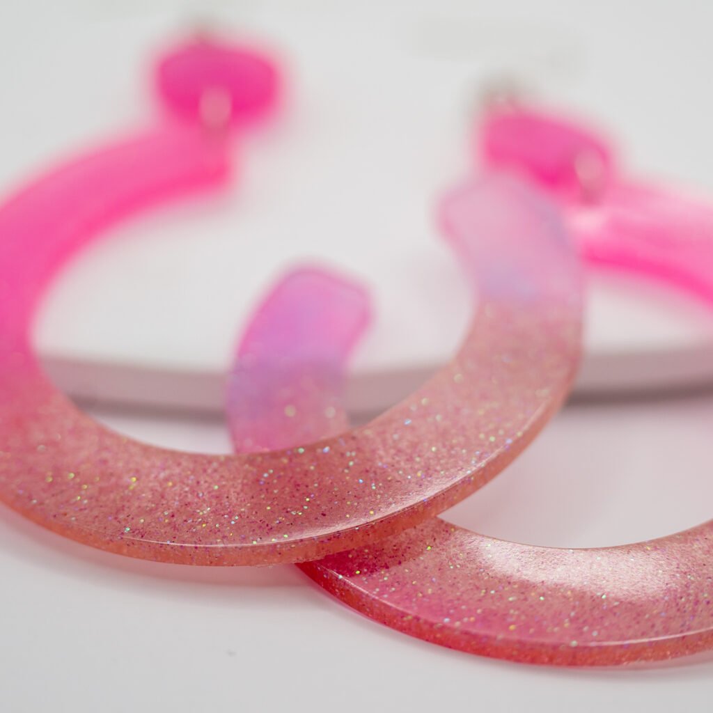 pink glitter earrings