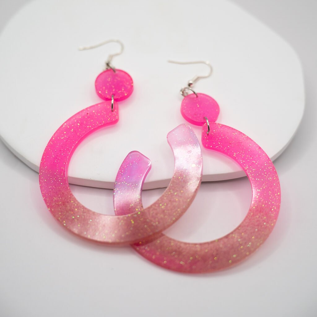 pink glitter earrings